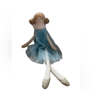 Creative Co-Op Blue Tulle Star Princess Doll with Gold Accents 19 inch